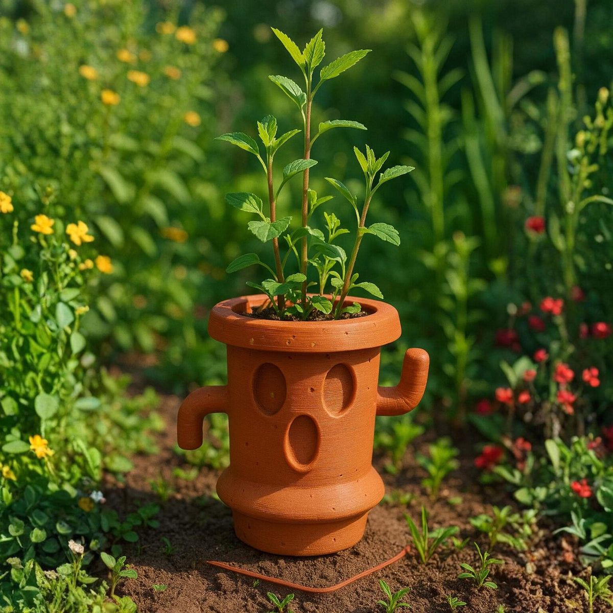 Gyroid Style Planter | Brown Decorative Plant Pot | Character Inspired Home Decor - ThreadaliciousUK