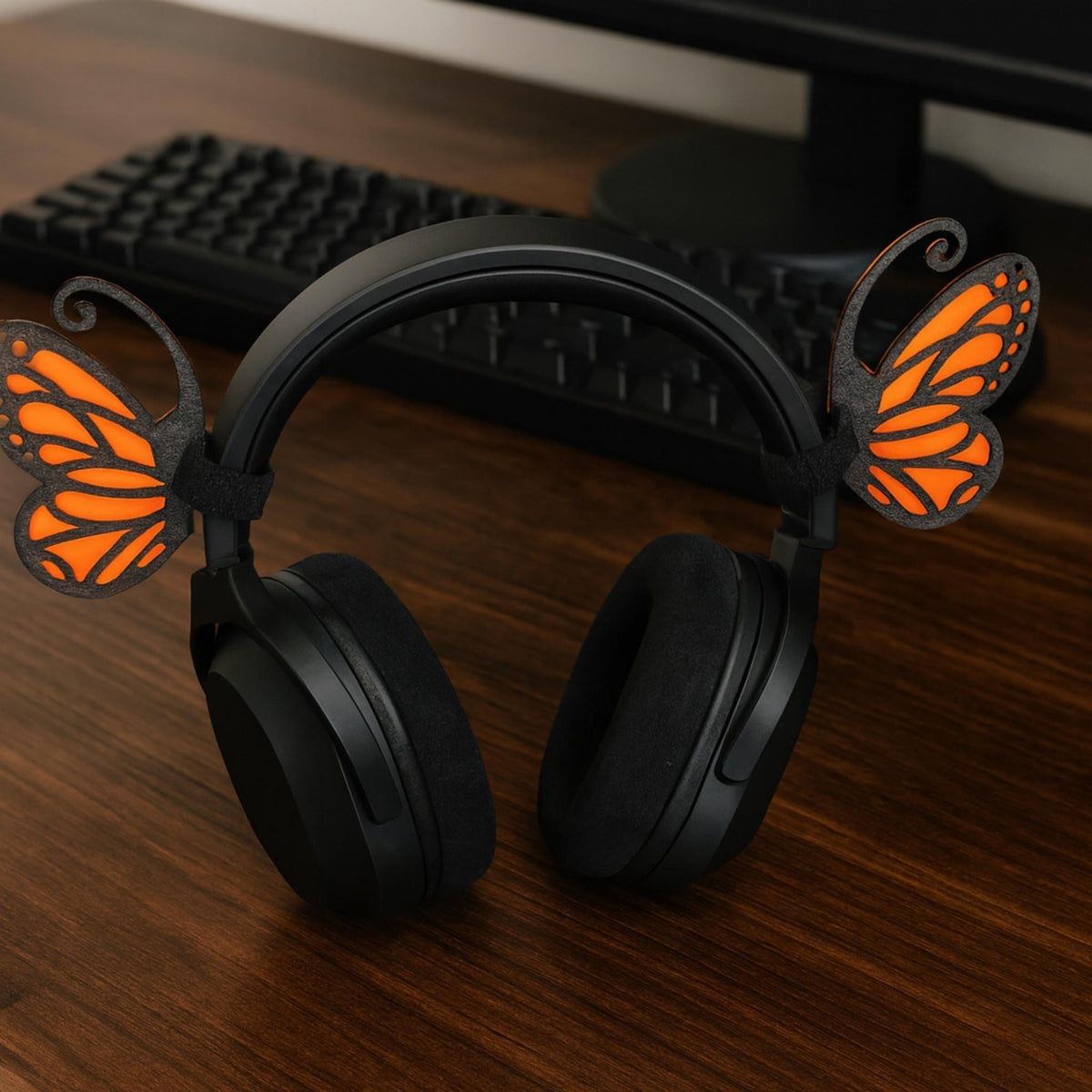 Butterfly Headphone Attachment | Headset Decor | Cosy Gaming Accessory | Personalised Add-On - ThreadaliciousUK