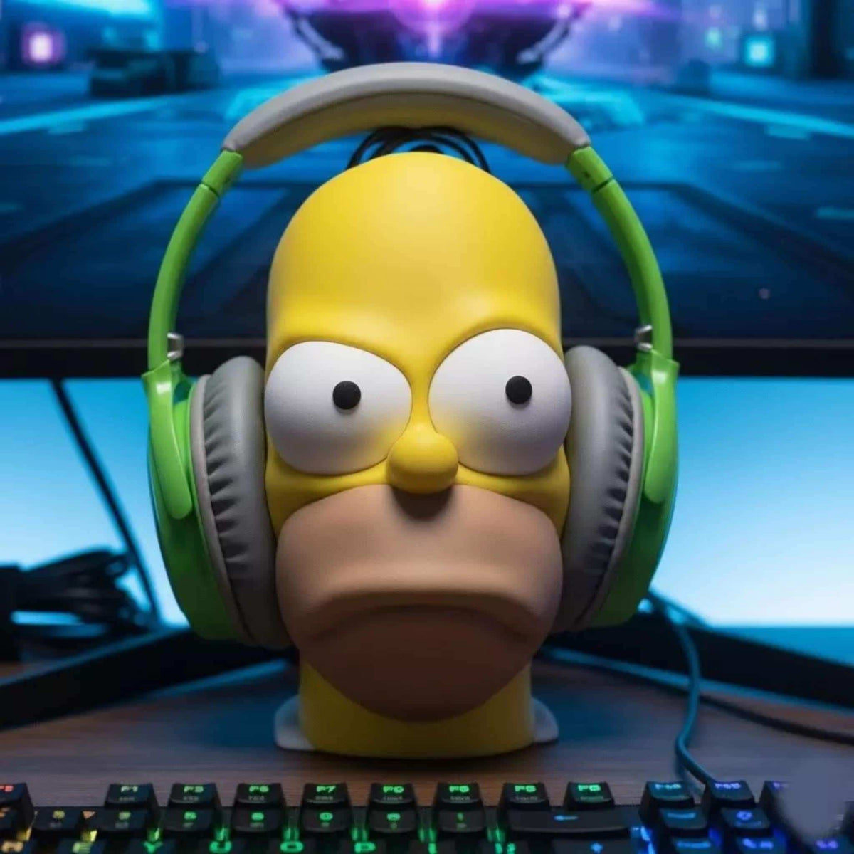 Funny Bald Cartoon Headphone Stand • Character Desk Holder • Quirky Headset Display for Gaming Setups - ThreadaliciousUK