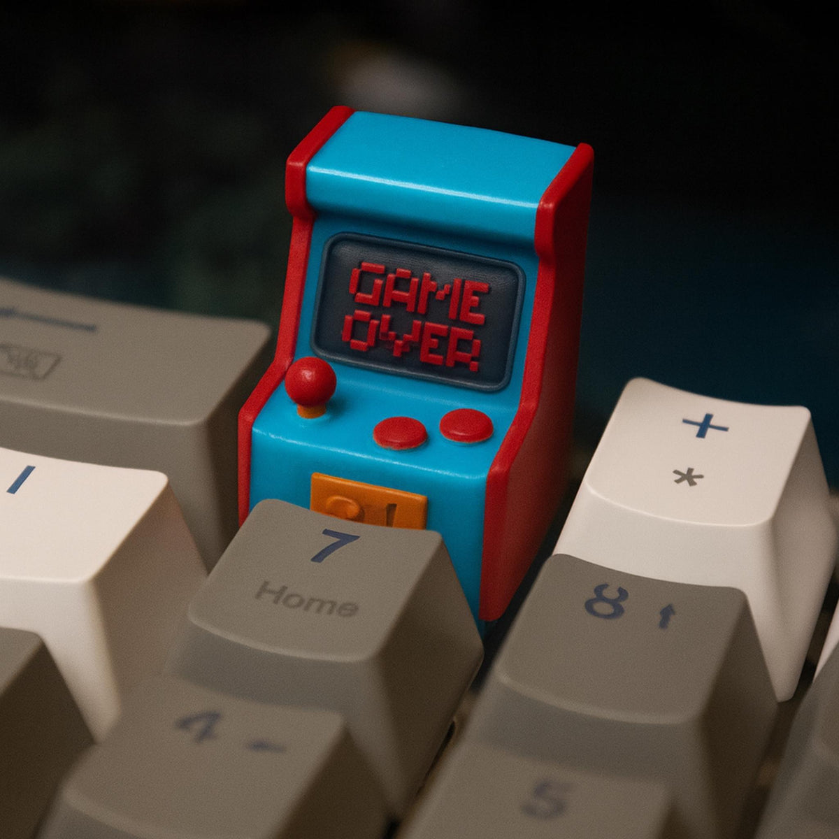 Retro Arcade Machine Keycap – Game Over Artisan Keycap for Mechanical Keyboards, Gamer Desk Accessory - ThreadaliciousUK