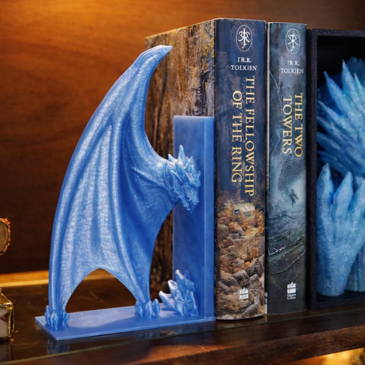 Crystal Wings Bookends, Fantasy Dragon Wing Book Holder, Gothic Shelf Decor, Book Lover Gift, Desk Library Decor - StickShopUK