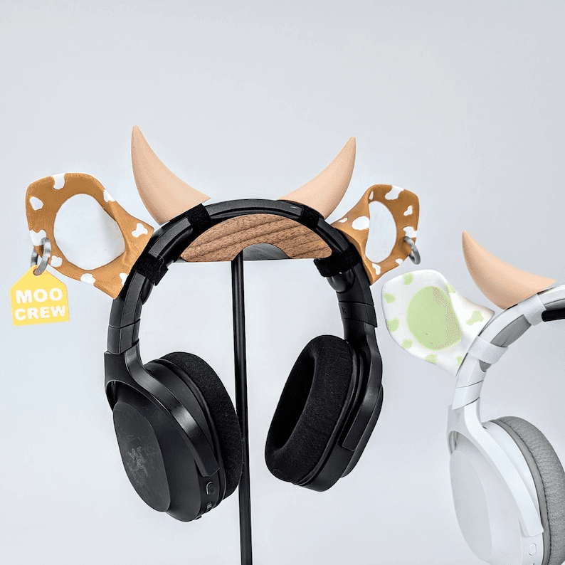 Cow Ears & Horns Headphone Attachment for Gamers