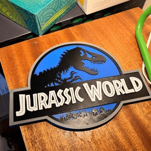Jurassic World Inspired Dinosaur Logo Sign Plaque