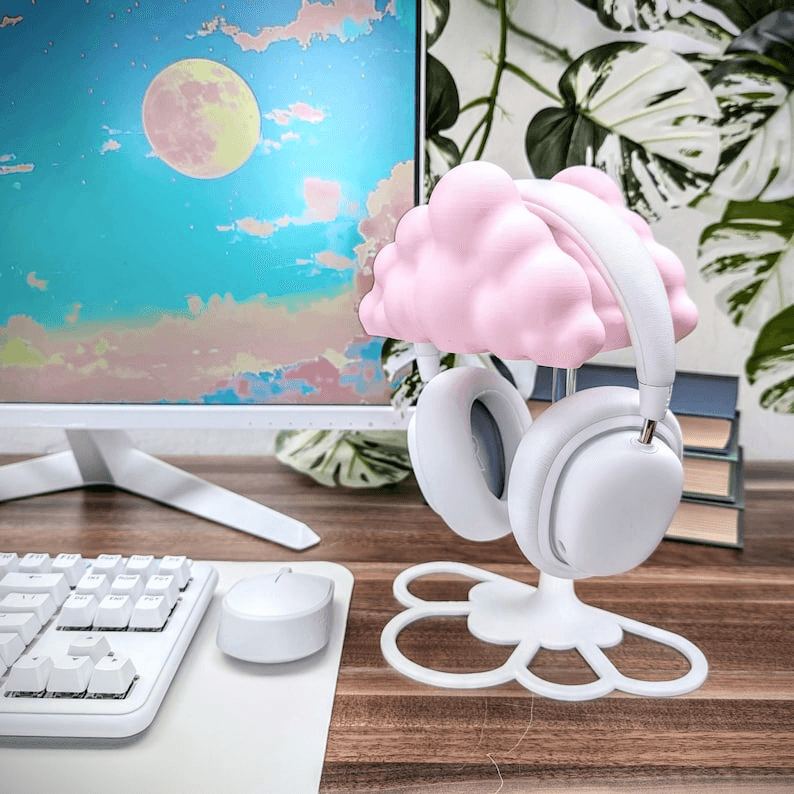 Cute Cloud Headphone Stand – Kawaii Gaming Room Decor