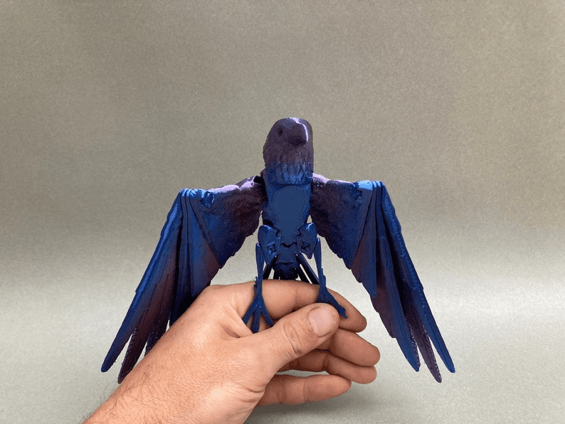 Flexi Raven & Skull Base | Gothic Articulated Bird Figure