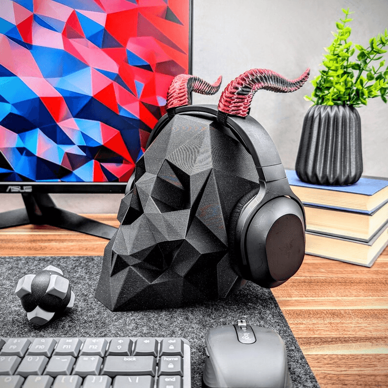 Skull Headphone Stand & Headset Holder for Gaming Desks