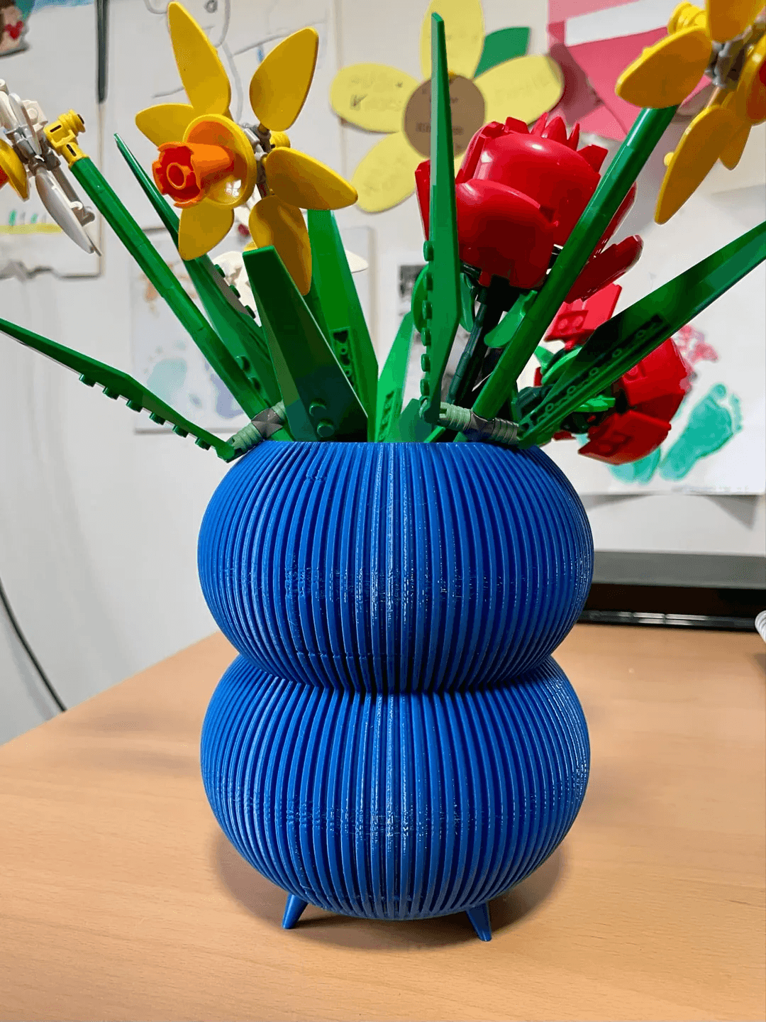 Ribbed Bubble Stacked Orb Vase Planter with Base