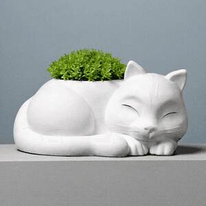 Sleeping Curled Cat Figurine – Desk & Garden Decor