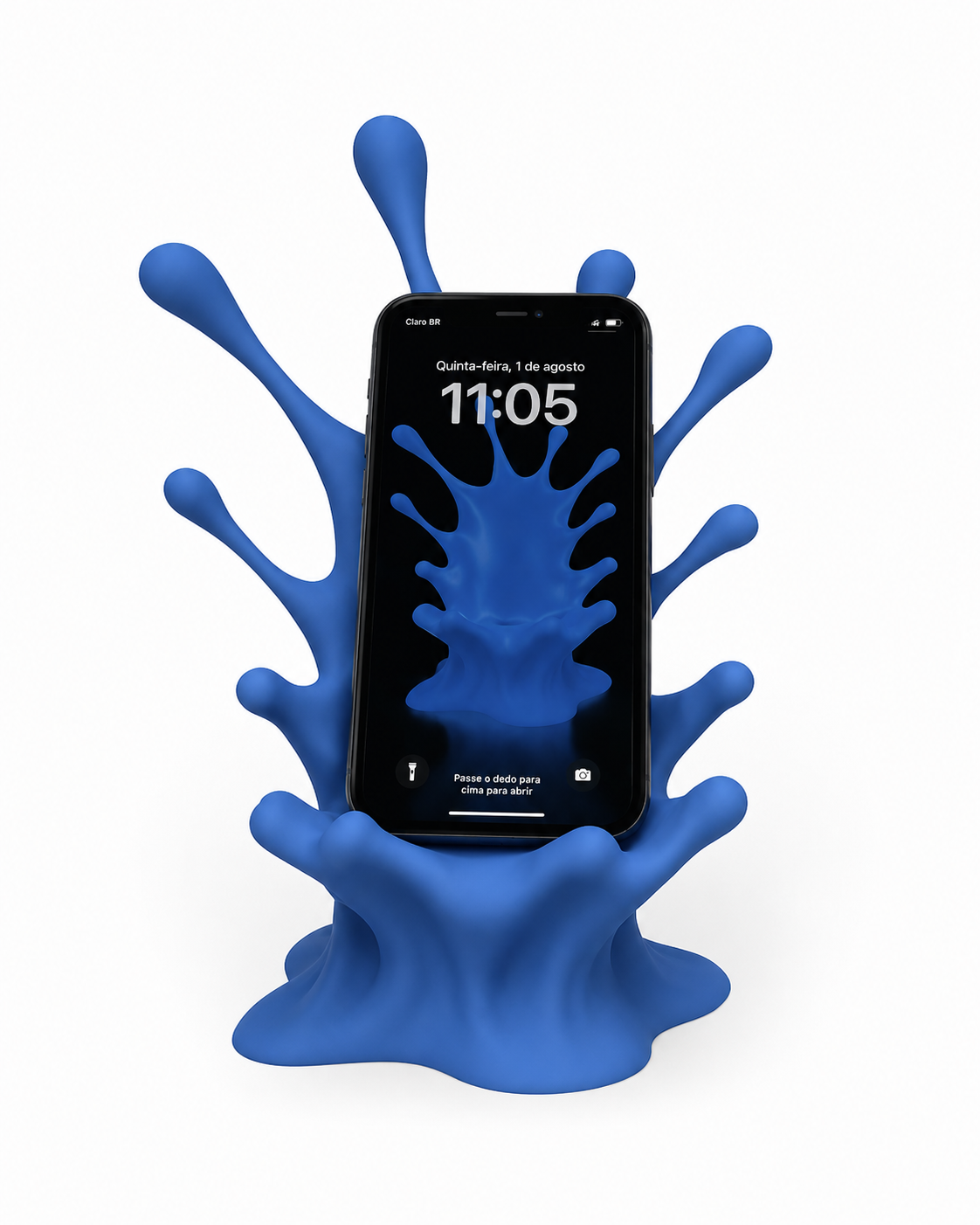 Blue Chrome Splash Wave Phone Stand