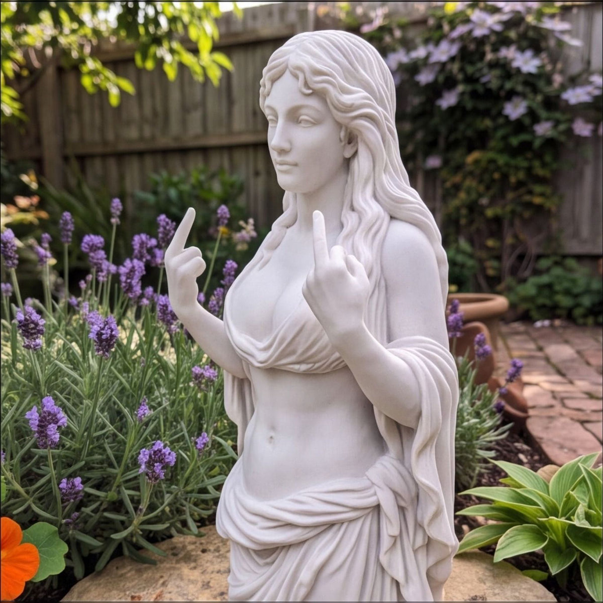 Funny Greek Goddess Middle Finger Bust Statue Decor