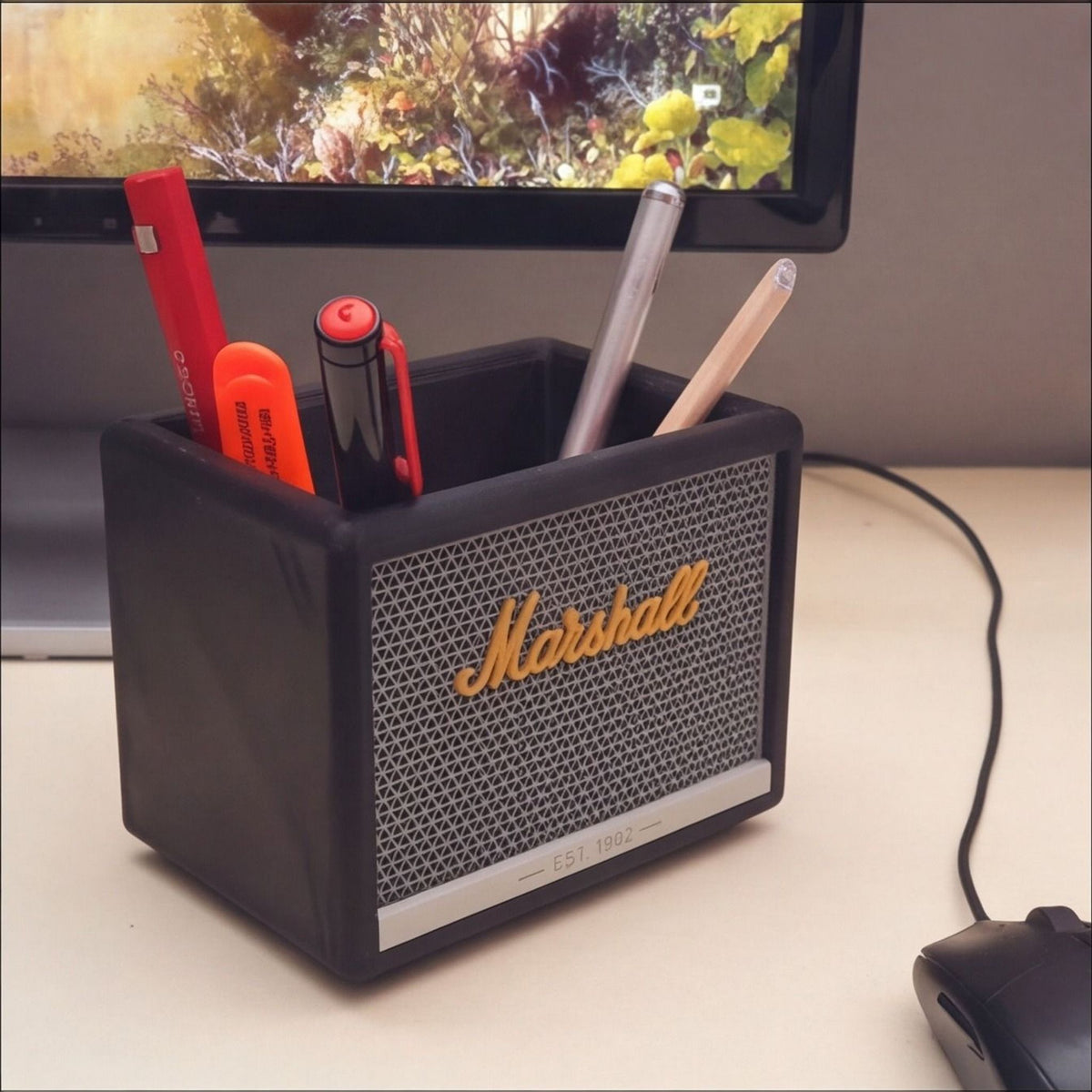 Marshall-Inspired Speaker Desk Pencil Holder
