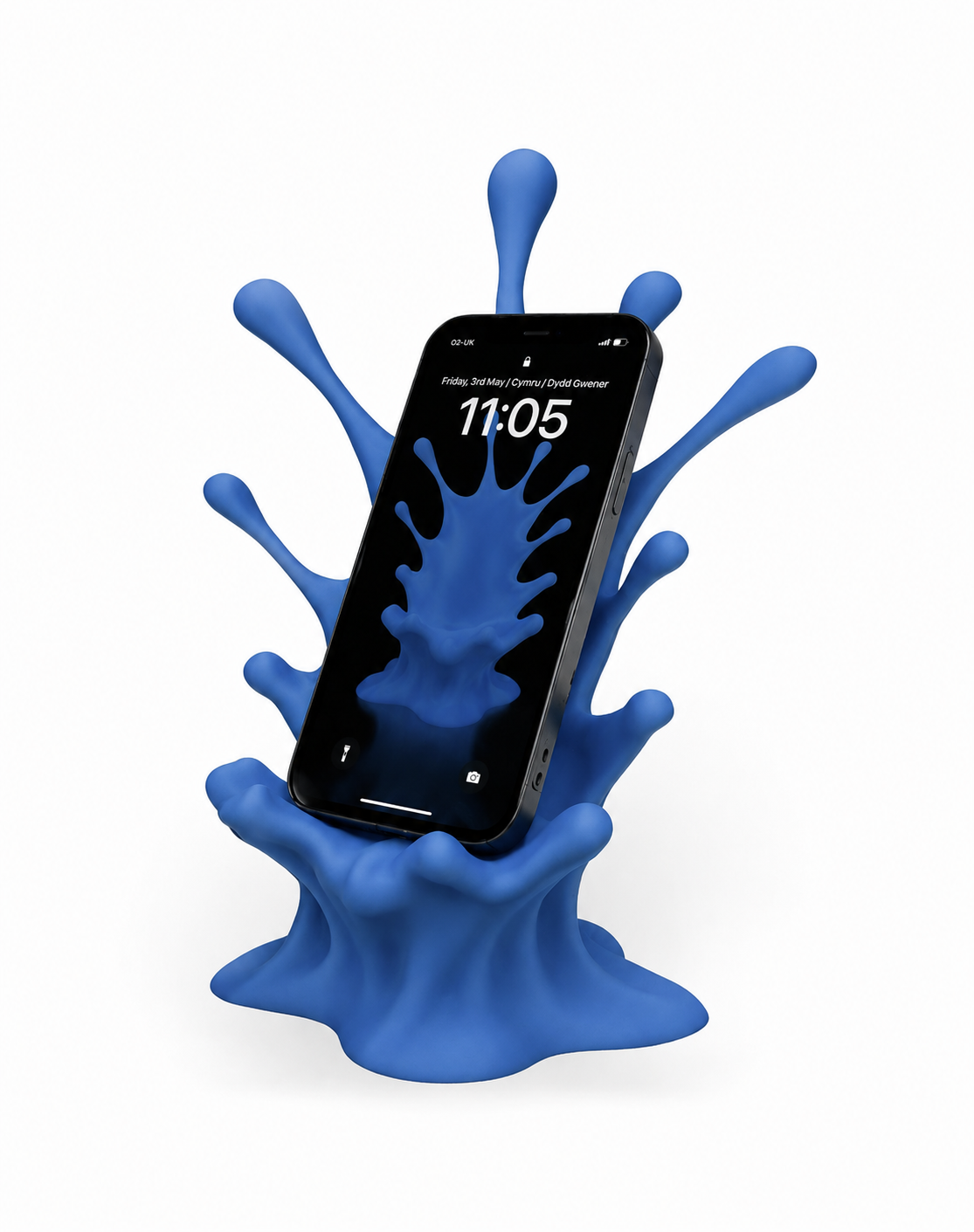 Blue Chrome Splash Wave Phone Stand