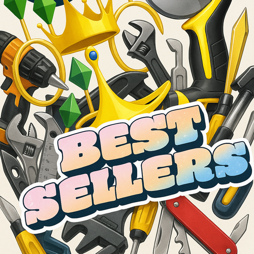 Promotional graphic for 'Best Sellers' tools with tools and a crown, featuring the brand 'DeWalt'.
