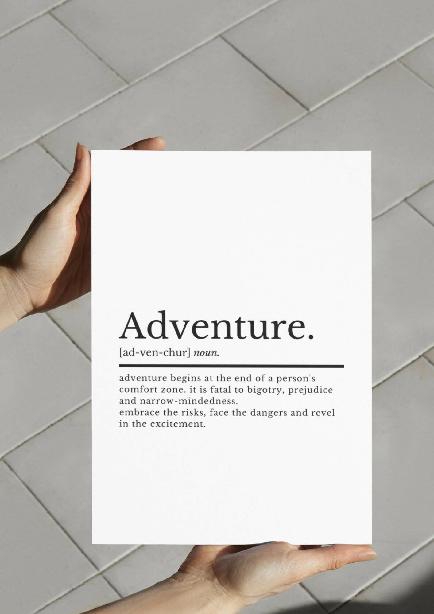 Adventure Definition Print | Home Décor | Adventure Print | Bedroom Poster | Inspirational Quotes Prints | Travel Prints | Office Wall Art - ProfessorPrintsUK - A2