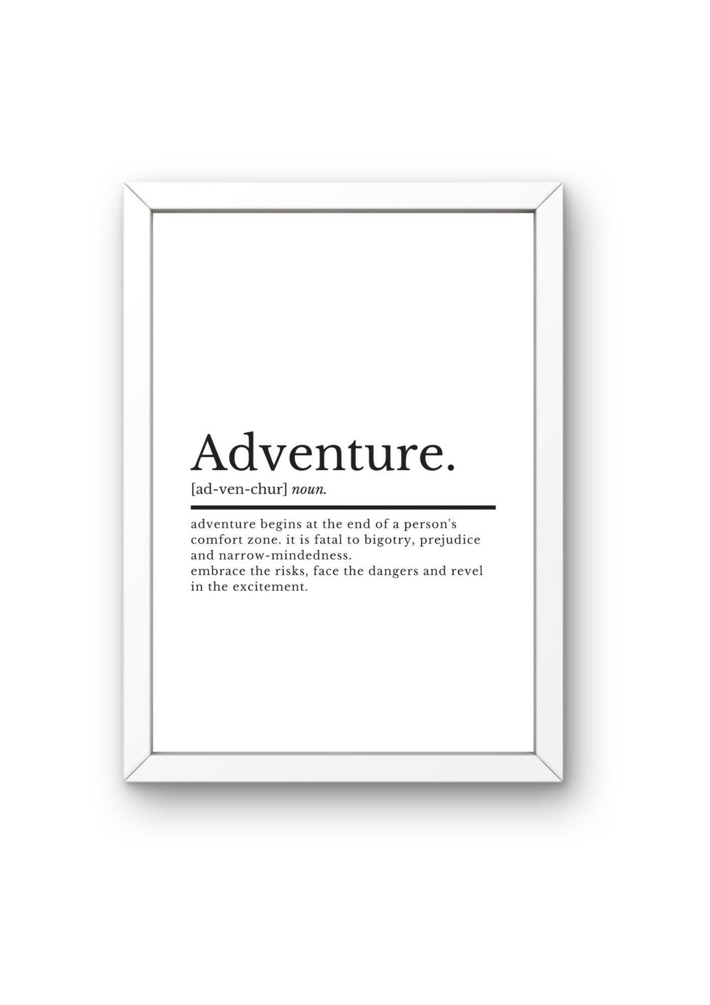 Adventure Definition Print | Home Décor | Adventure Print | Bedroom Poster | Inspirational Quotes Prints | Travel Prints | Office Wall Art - ProfessorPrintsUK - A2