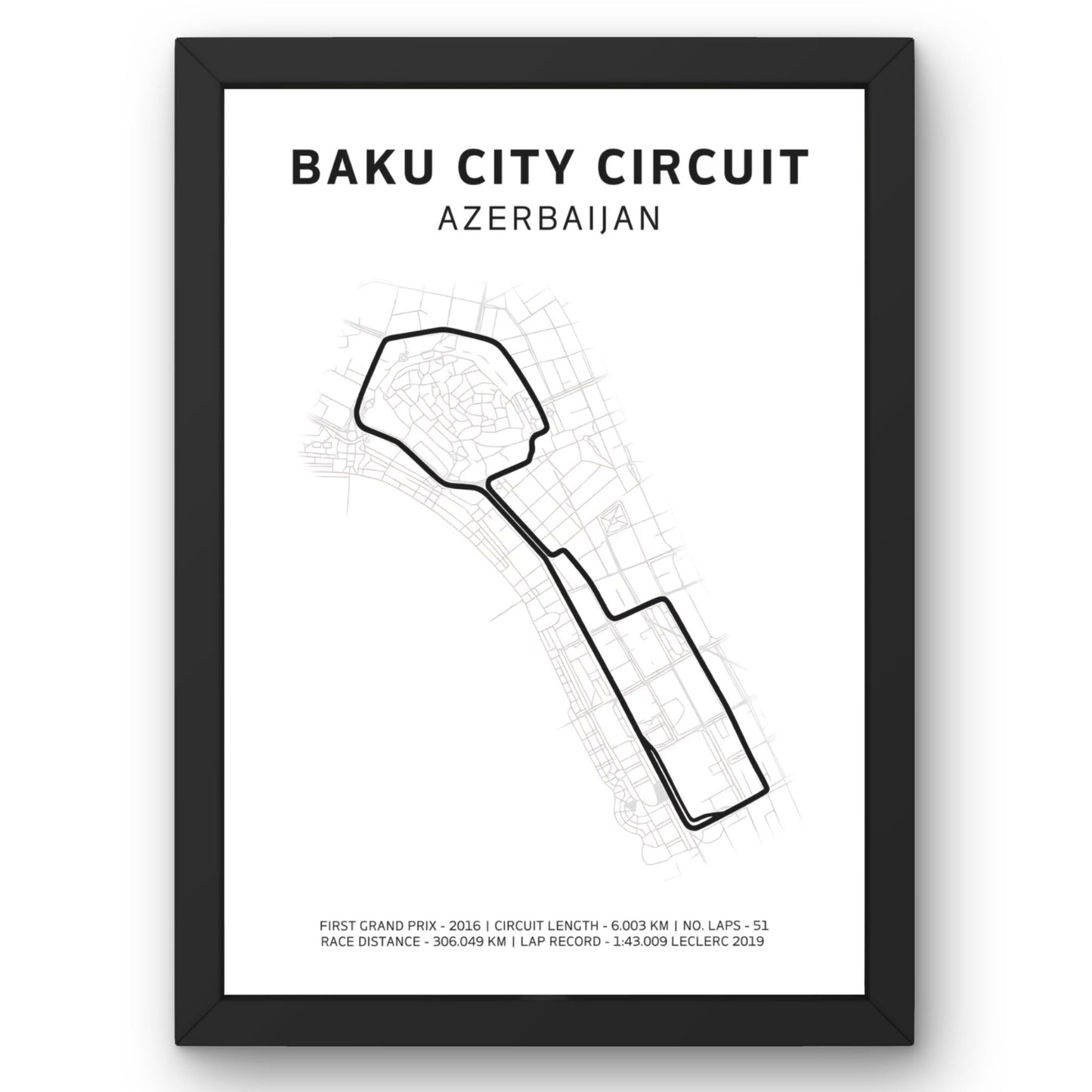 Baku City Circuit - Azerbaijan - F1 Poster - ProfessorPrintsUK - Unframed