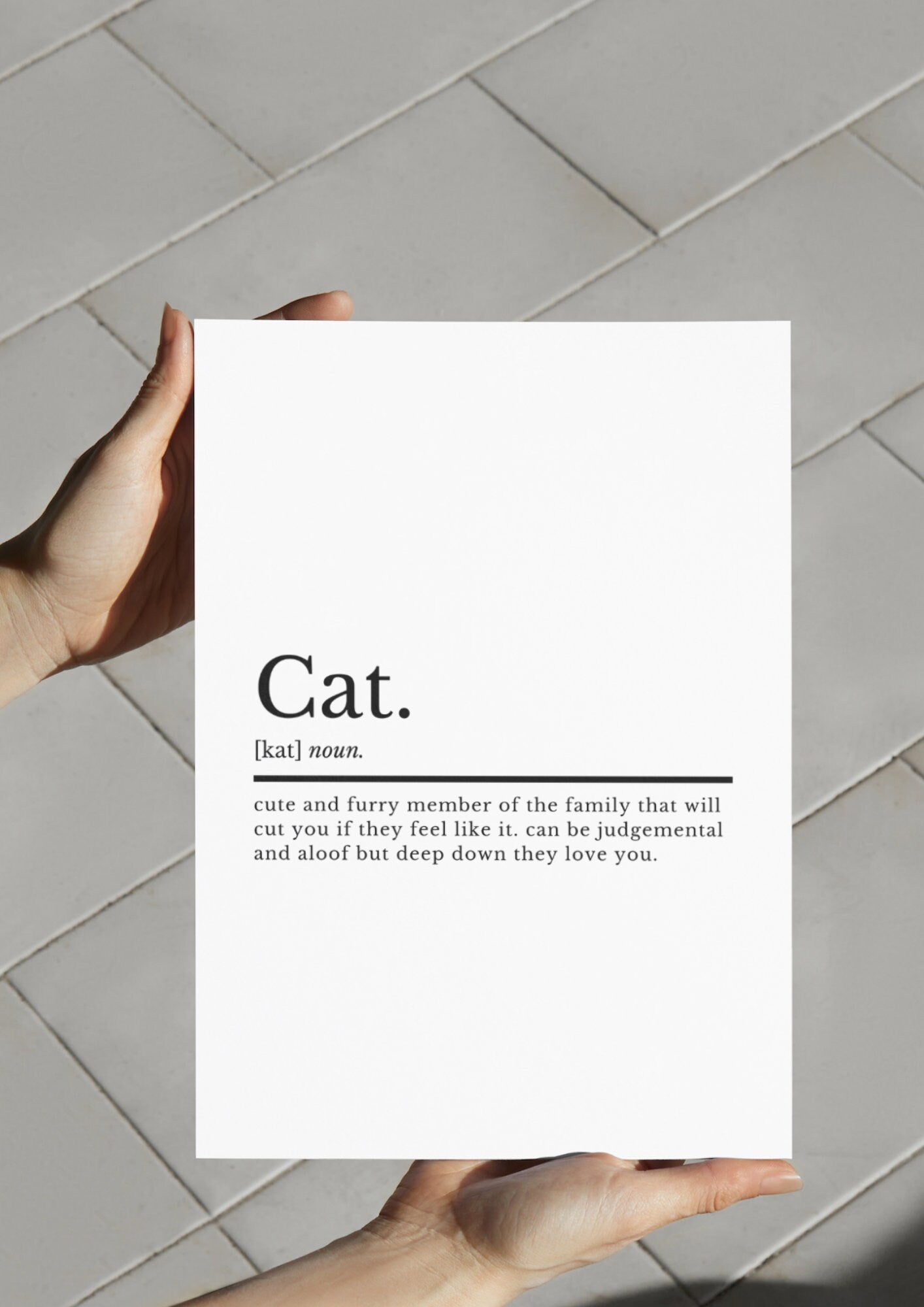 Cat Definition Print | Home Print | Quote Print | Home Decor | Pet Prints | Cat Wall Art | Definition Prints | Gifts For Cat Lovers - ProfessorPrintsUK - A3