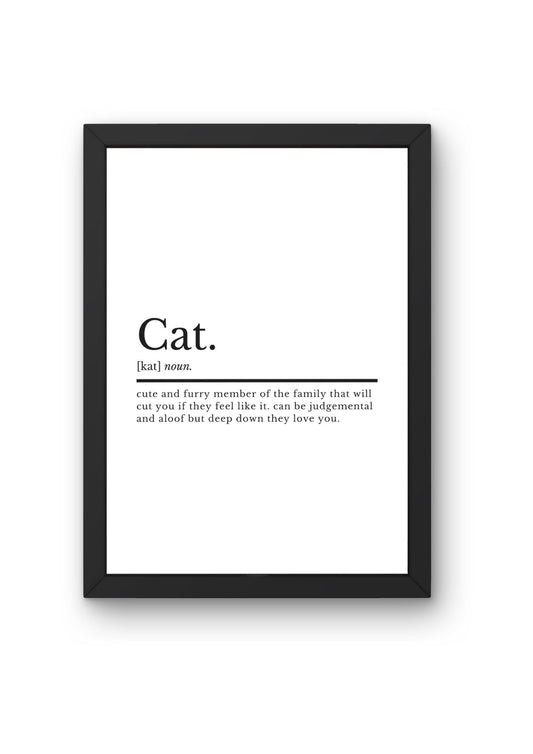 Cat Definition Print | Home Print | Quote Print | Home Decor | Pet Prints | Cat Wall Art | Definition Prints | Gifts For Cat Lovers - ProfessorPrintsUK - A2