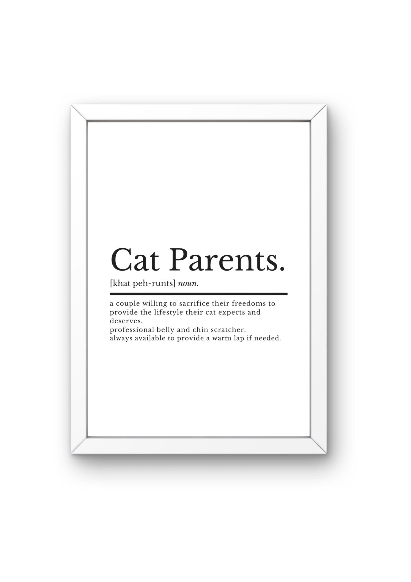 Cat Mum And Dad Wall Art Gift | Cat Parents Definition Print | Cat Mum Gift | Cat Dad Gifts | Pet Prints | Cat Wall Art | Cat Lovers Gift - ProfessorPrintsUK - A2