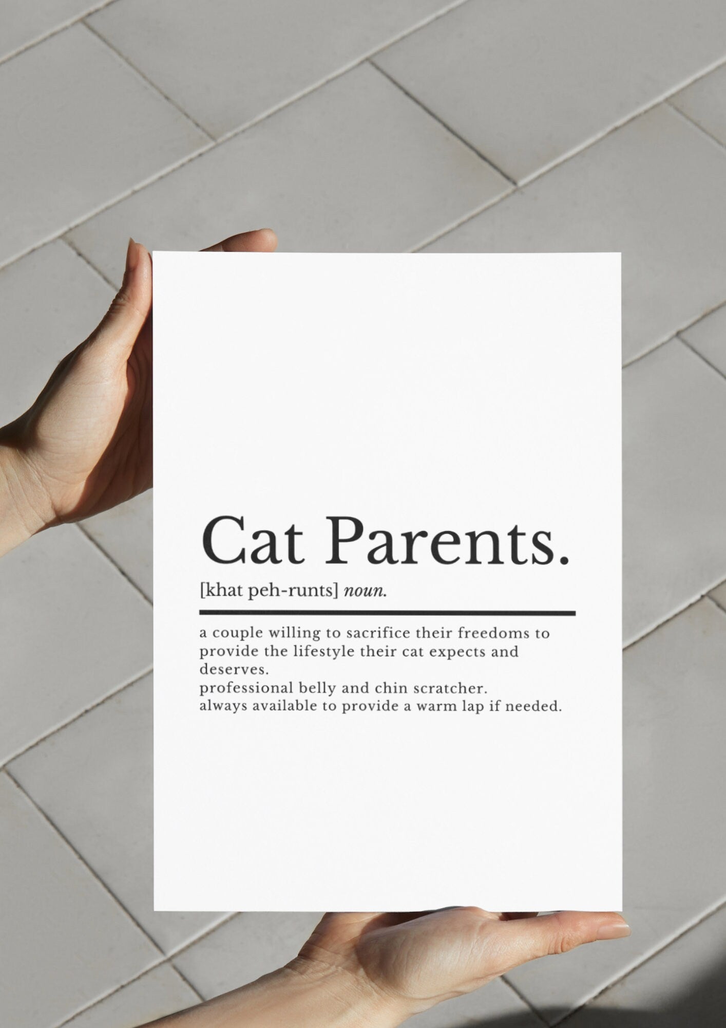 Cat Mum And Dad Wall Art Gift | Cat Parents Definition Print | Cat Mum Gift | Cat Dad Gifts | Pet Prints | Cat Wall Art | Cat Lovers Gift - ProfessorPrintsUK - A3