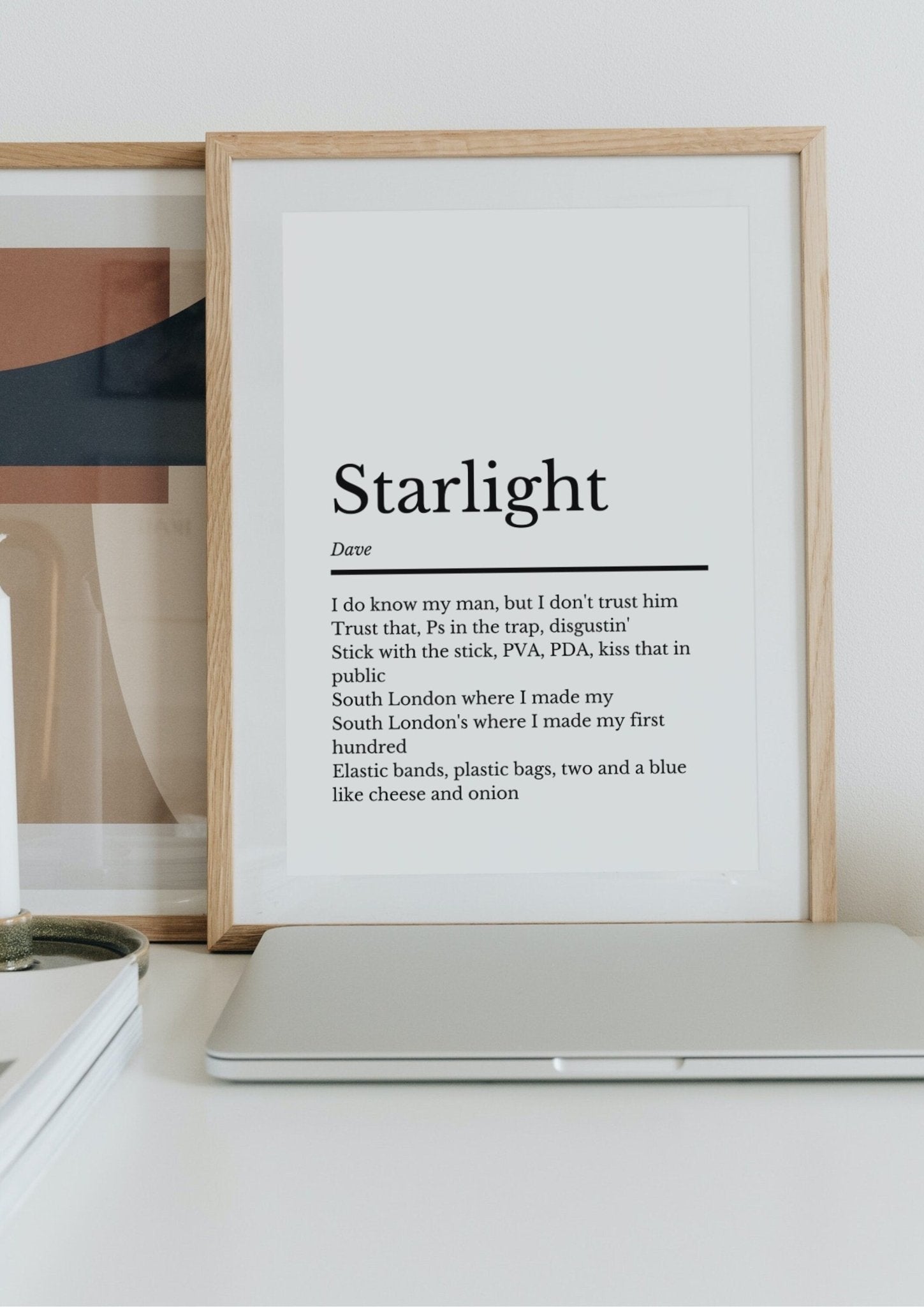 Dave, Starlight Lyrics Poster | Dave Music Gift | Birthday Gift | Dave Album Wall Art | Dave Psychodrama Poster - ProfessorPrintsUK - A1