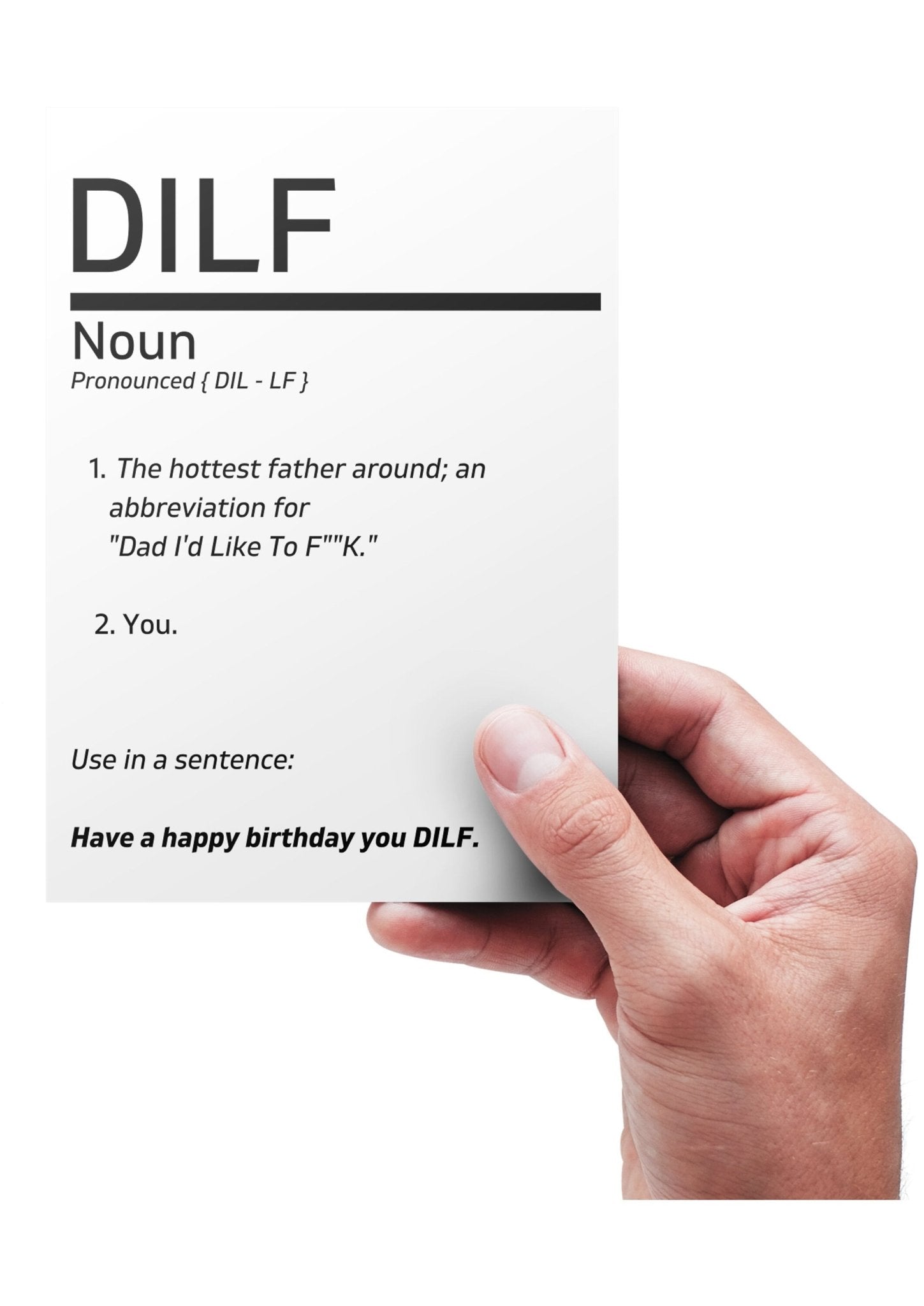 DILF Card | DILF Definition Card | Funny Birthday Card | Definition Card | Card For Dads - ProfessorPrintsUK -