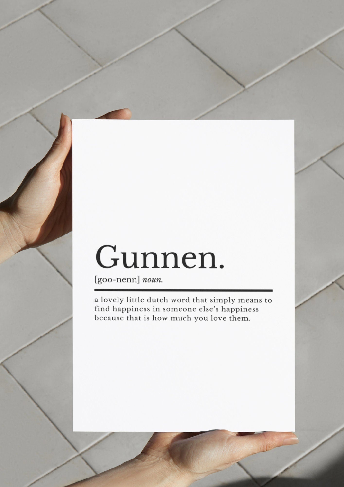 Dutch wall art | Gunnen Definition Print | Dutch gifts | Holland Prints | Love Quote Prints | Anniversary Gift | Best Friend Gifts - ProfessorPrintsUK - A3