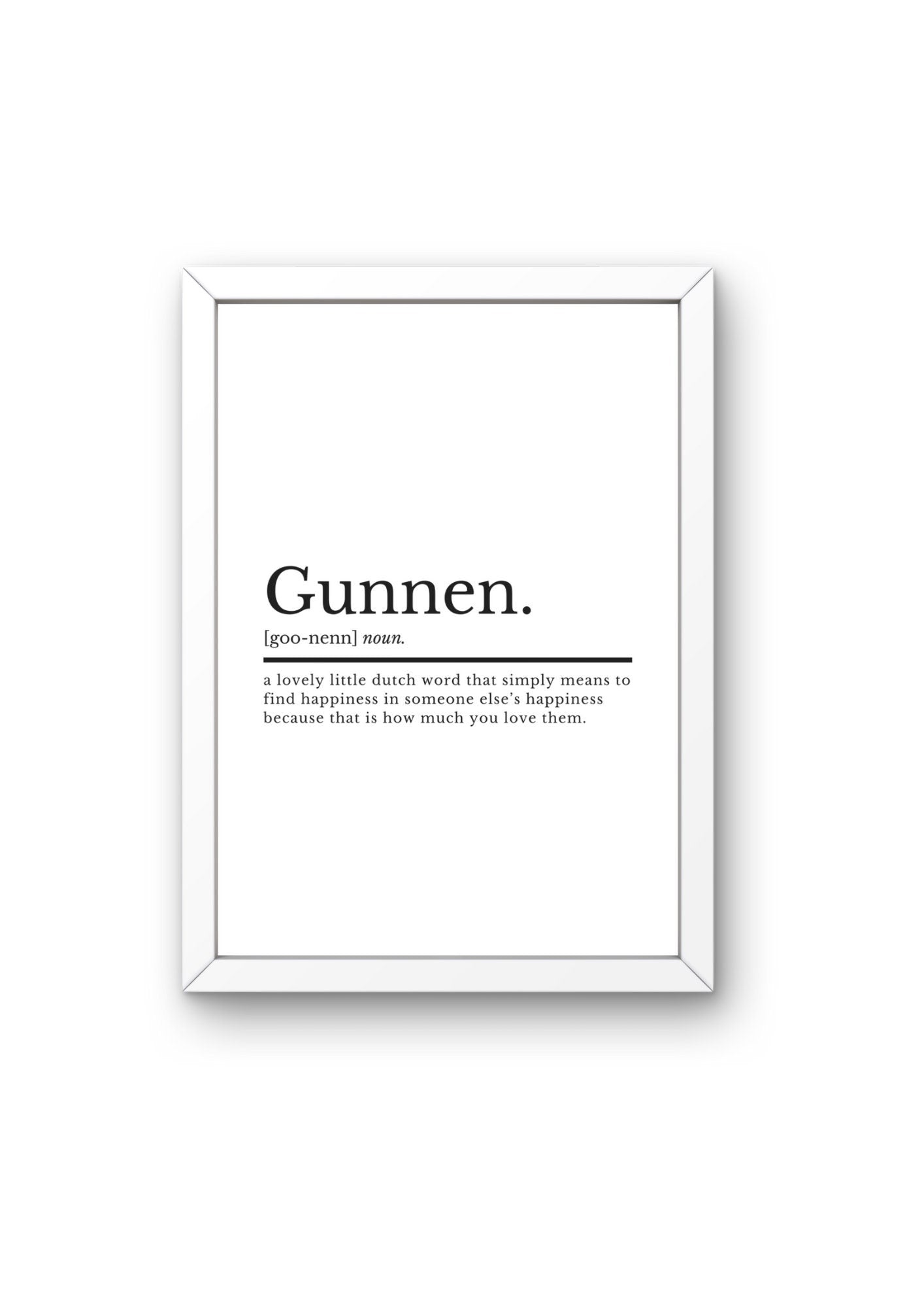 Dutch wall art | Gunnen Definition Print | Dutch gifts | Holland Prints | Love Quote Prints | Anniversary Gift | Best Friend Gifts - ProfessorPrintsUK - A2