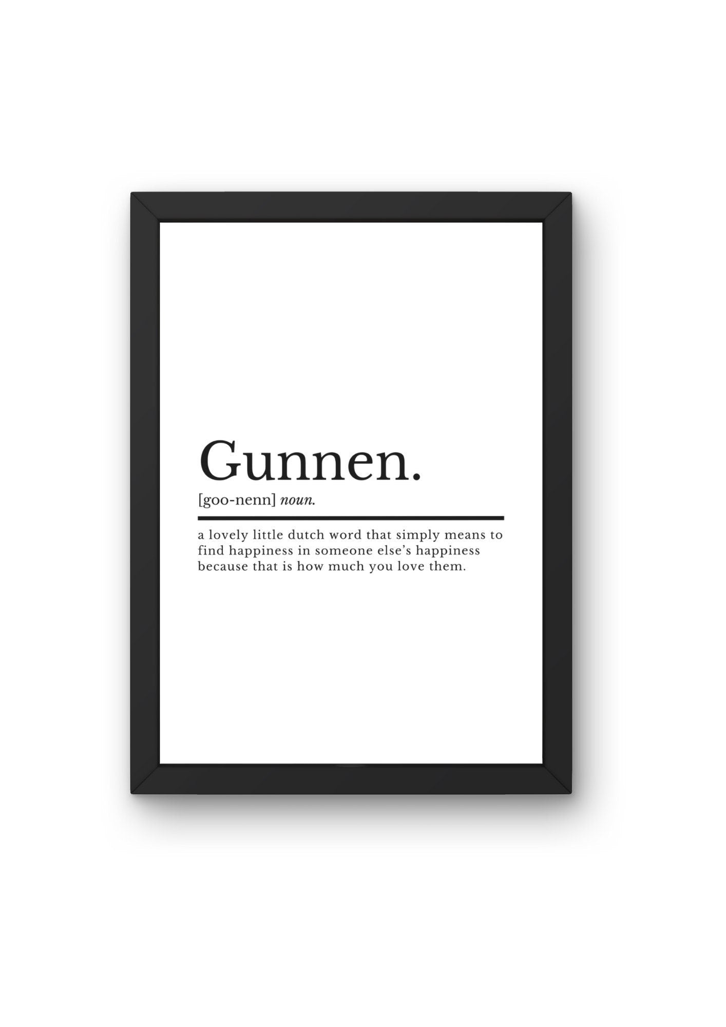 Dutch wall art | Gunnen Definition Print | Dutch gifts | Holland Prints | Love Quote Prints | Anniversary Gift | Best Friend Gifts - ProfessorPrintsUK - A2