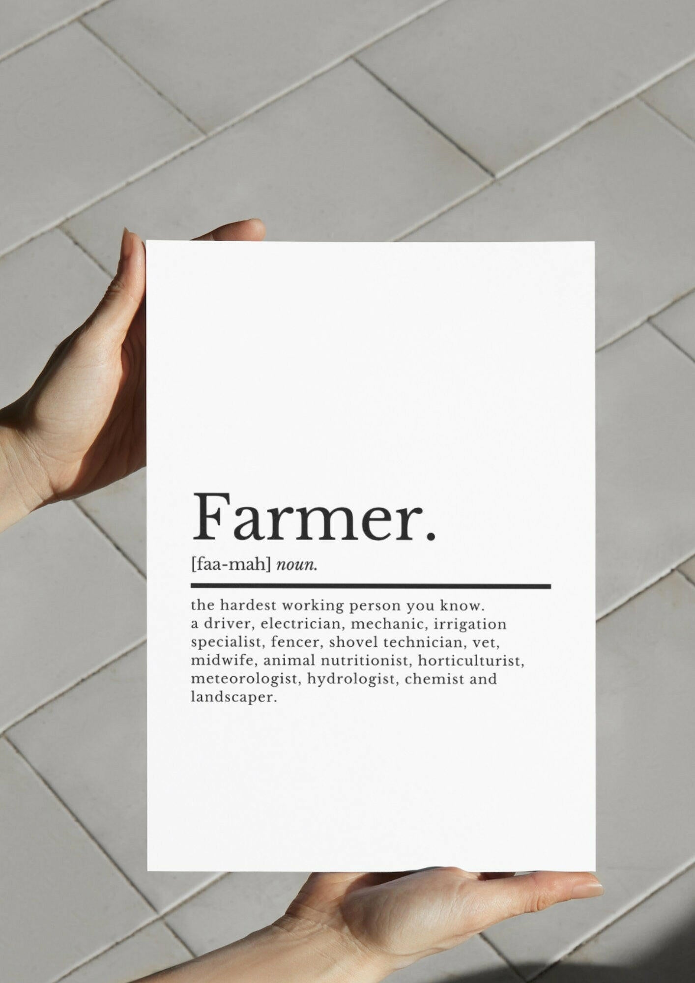 Farmer Gifts | Farmer Definition | Kitchen Print | Farmhouse Decor | Kitchen Wall Art | Gift For Farmer | Home Decor | Farming Gifts For Him - ProfessorPrintsUK - A3