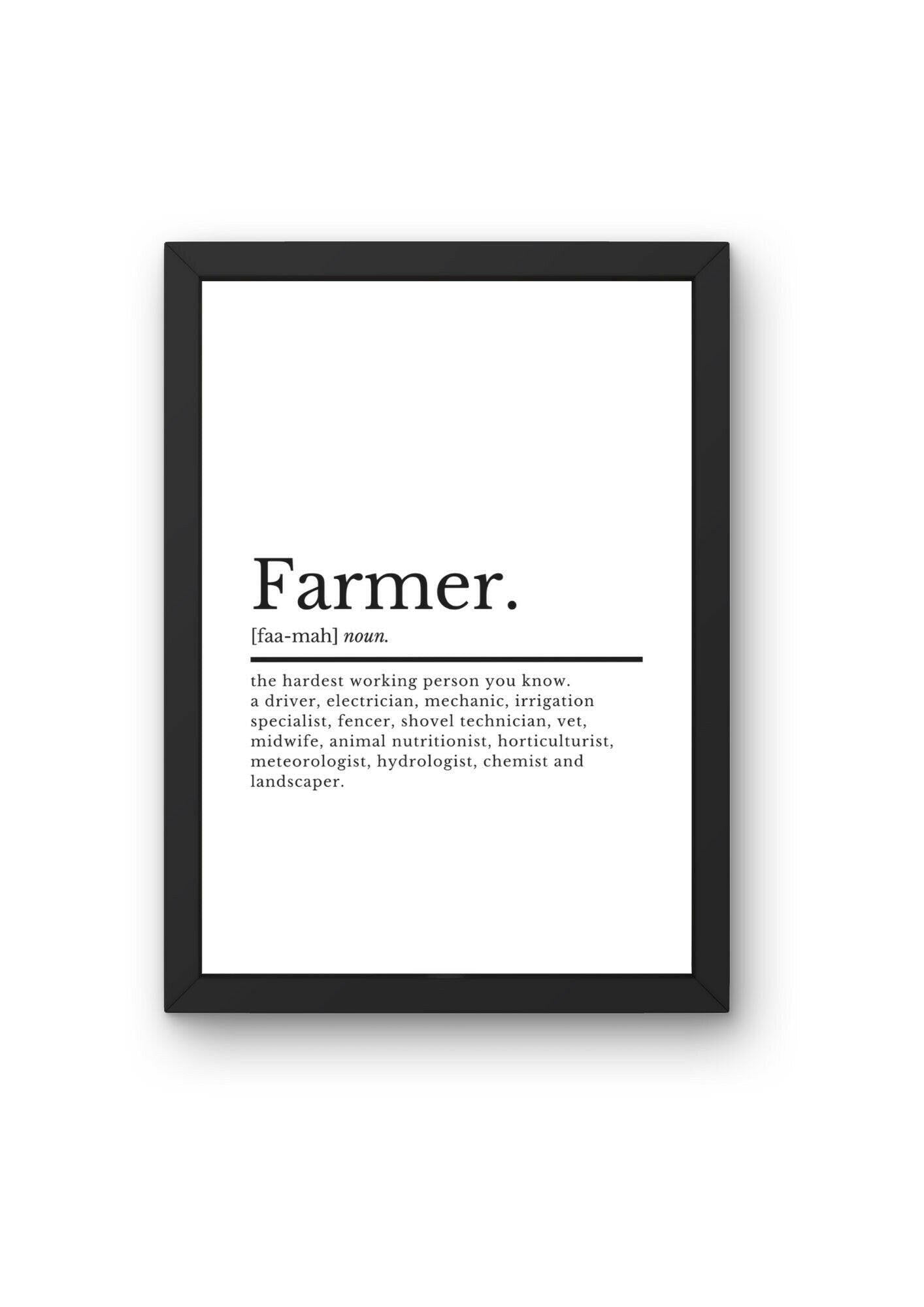 Farmer Gifts | Farmer Definition | Kitchen Print | Farmhouse Decor | Kitchen Wall Art | Gift For Farmer | Home Decor | Farming Gifts For Him - ProfessorPrintsUK - A2