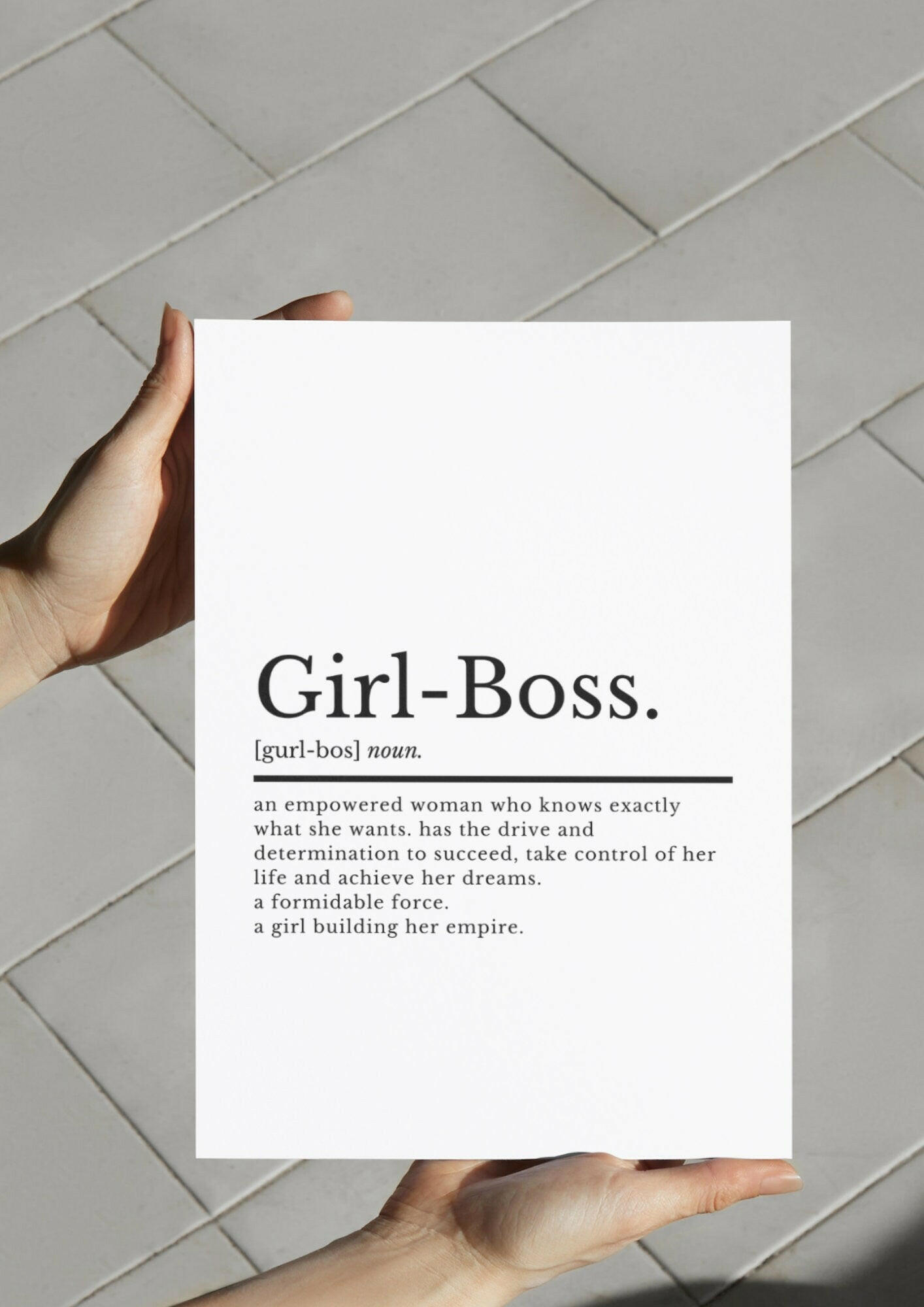 Girl Boss Definition Inspirational Print | Home Office Decor | Office Wall Art | Inspirational Quotes | Motivational Quote | Gifts For Her - ProfessorPrintsUK - A3