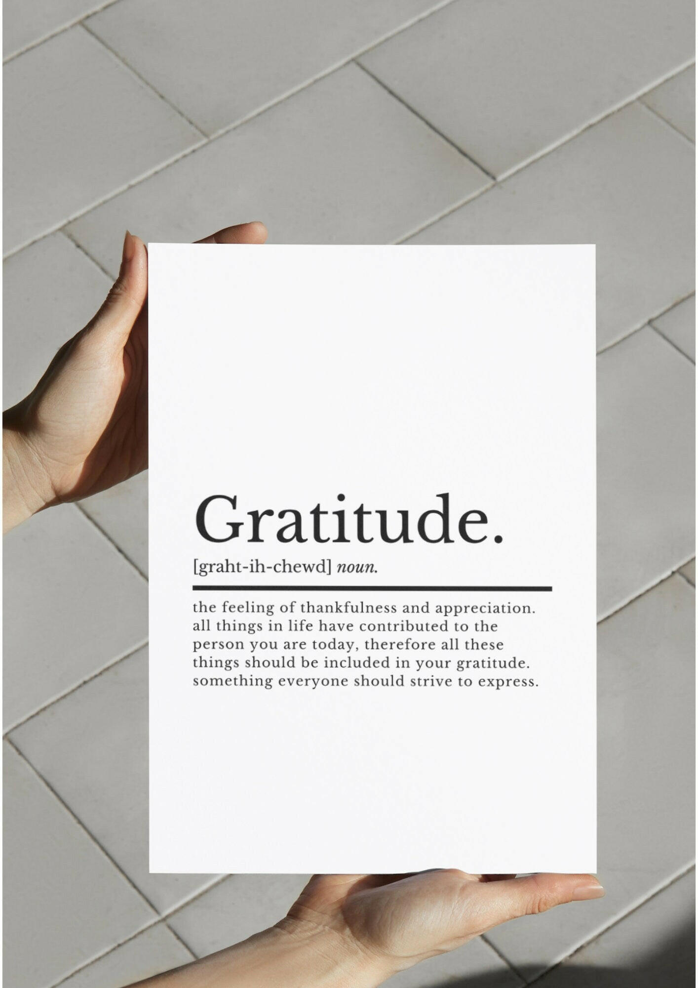 Gratitude Definition Inspirational Quotes Prints | Office Decor | Motivational Quote | Motivational Print | Inspirational Wall Art - ProfessorPrintsUK - A3