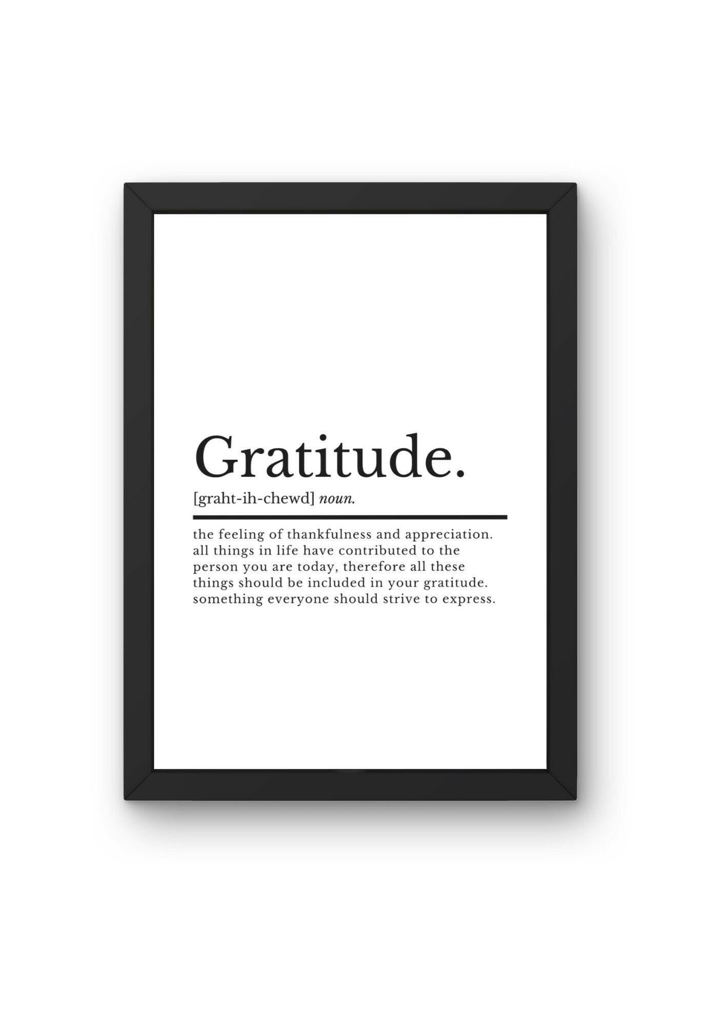 Gratitude Definition Inspirational Quotes Prints | Office Decor | Motivational Quote | Motivational Print | Inspirational Wall Art - ProfessorPrintsUK - A2