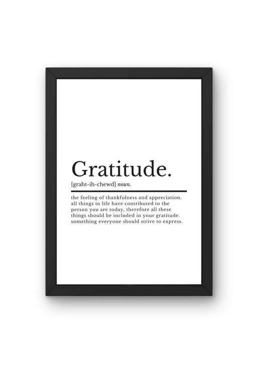 Gratitude Definition Inspirational Quotes Prints | Office Decor | Motivational Quote | Motivational Print | Inspirational Wall Art - ProfessorPrintsUK - A2