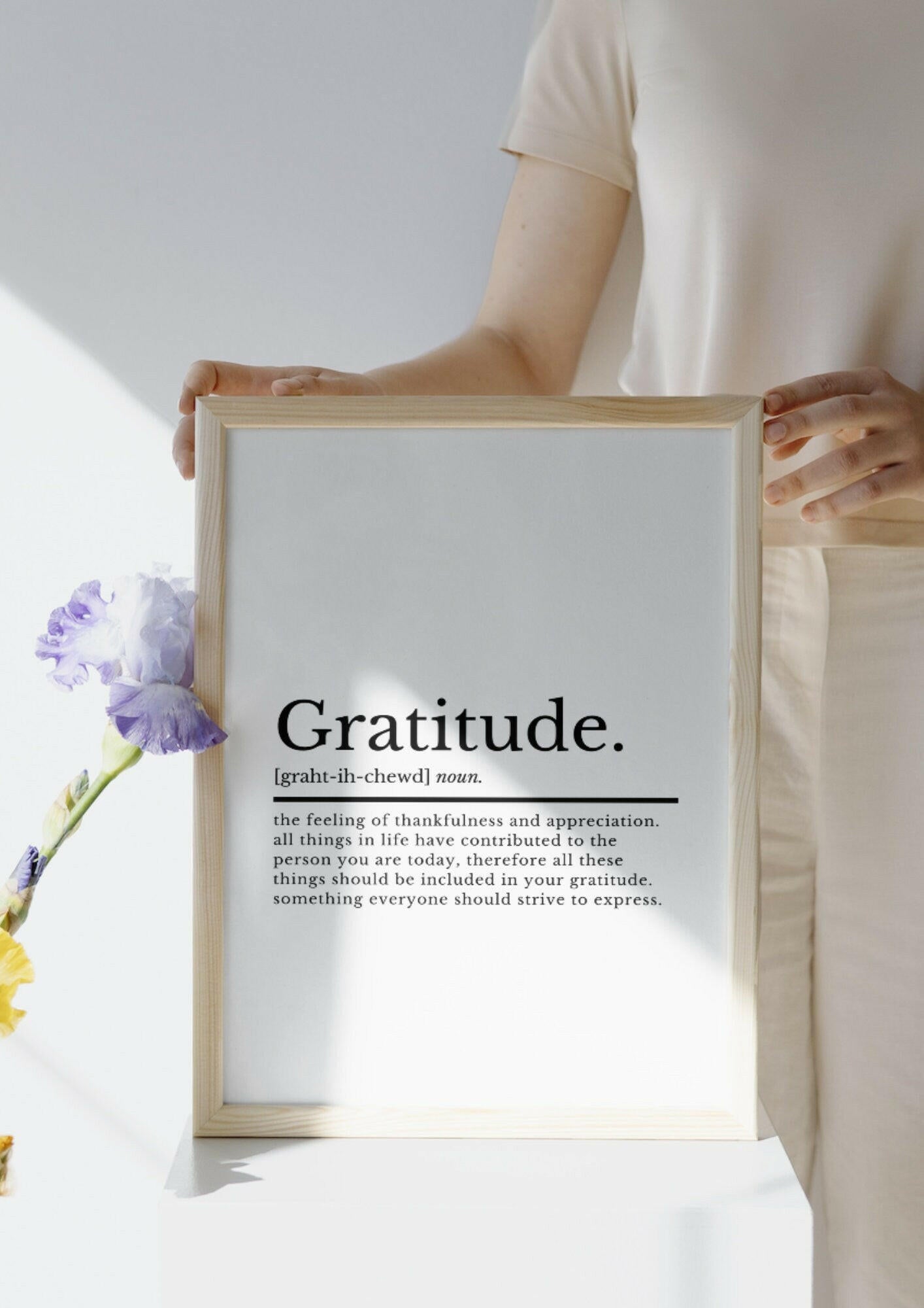 Gratitude Definition Inspirational Quotes Prints | Office Decor | Motivational Quote | Motivational Print | Inspirational Wall Art - ProfessorPrintsUK - A2