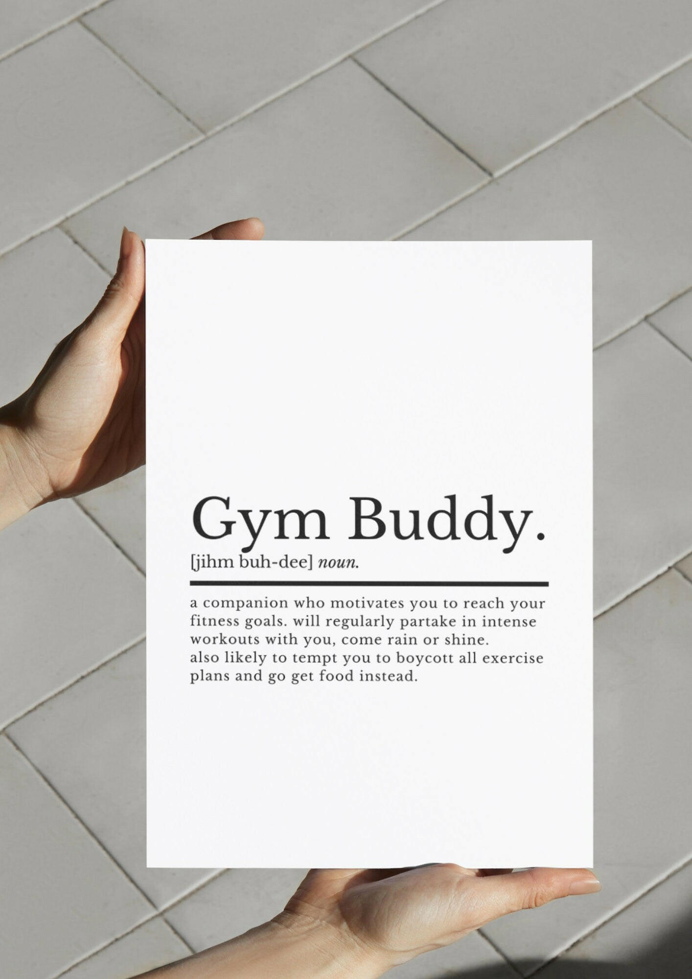 Gym Buddy Definition | Gym Friend Gifts | Best Friend Gifts | Gym Friend Gifts | Fitness Gifts | Gym Buddy Print | Present For Gym Buddy - ProfessorPrintsUK - A2