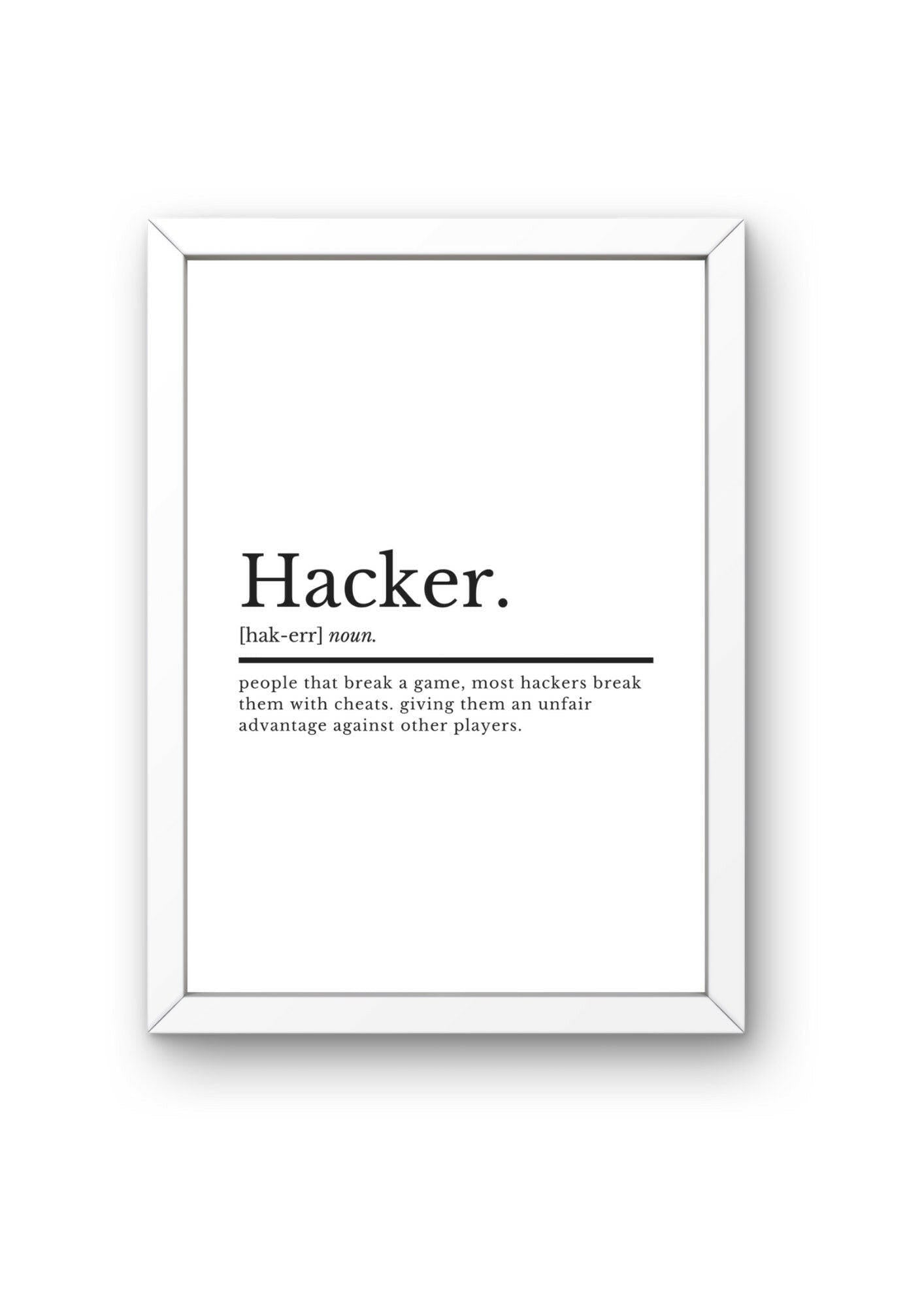 Hacker Definition Gaming Print | Gaming Wall Art | Gamer Gifts | Boys Bedroom Decor | Game Gift | Gaming Poster | Games Room Decor - ProfessorPrintsUK - A2