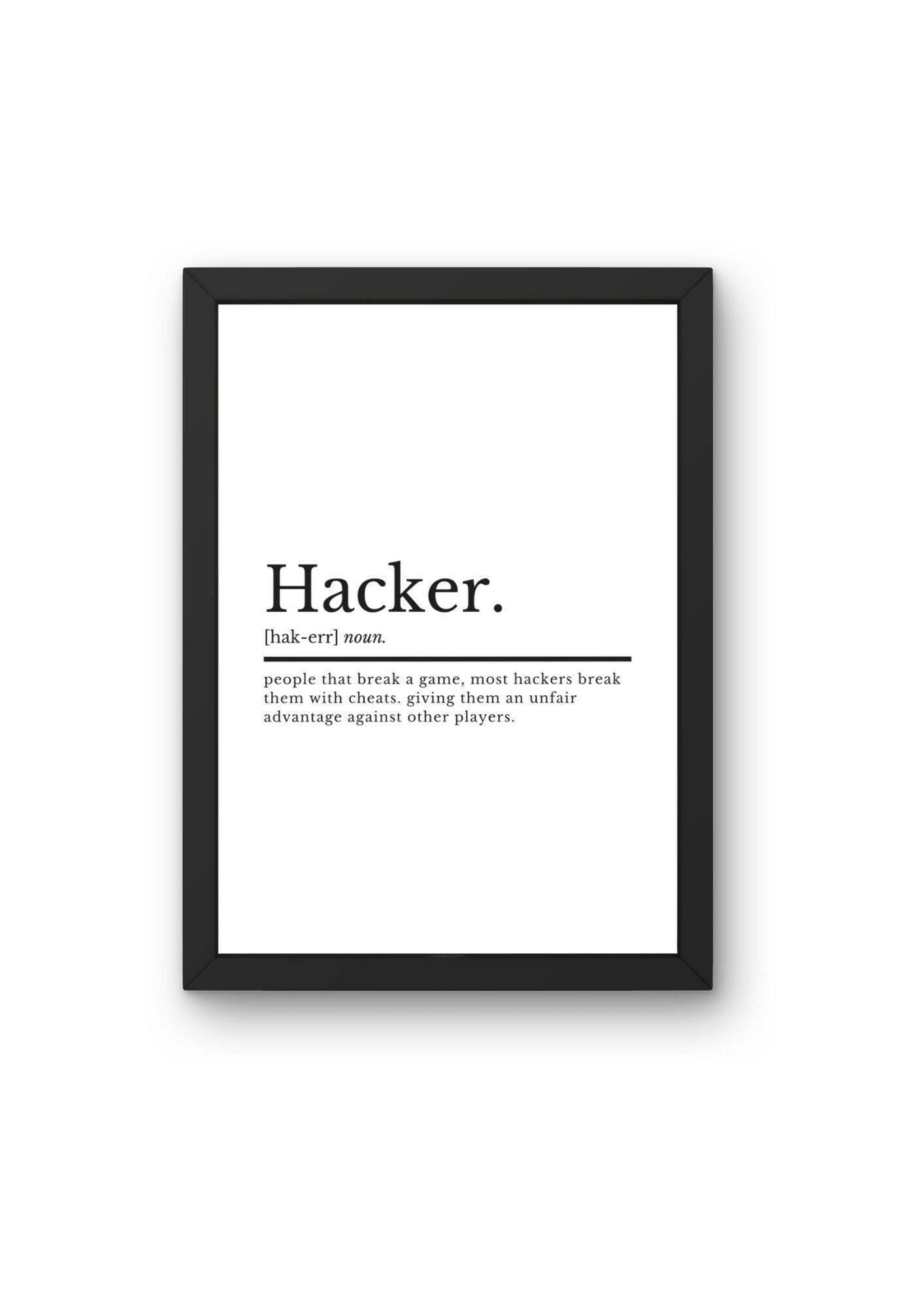 Hacker Definition Gaming Print | Gaming Wall Art | Gamer Gifts | Boys Bedroom Decor | Game Gift | Gaming Poster | Games Room Decor - ProfessorPrintsUK - A2