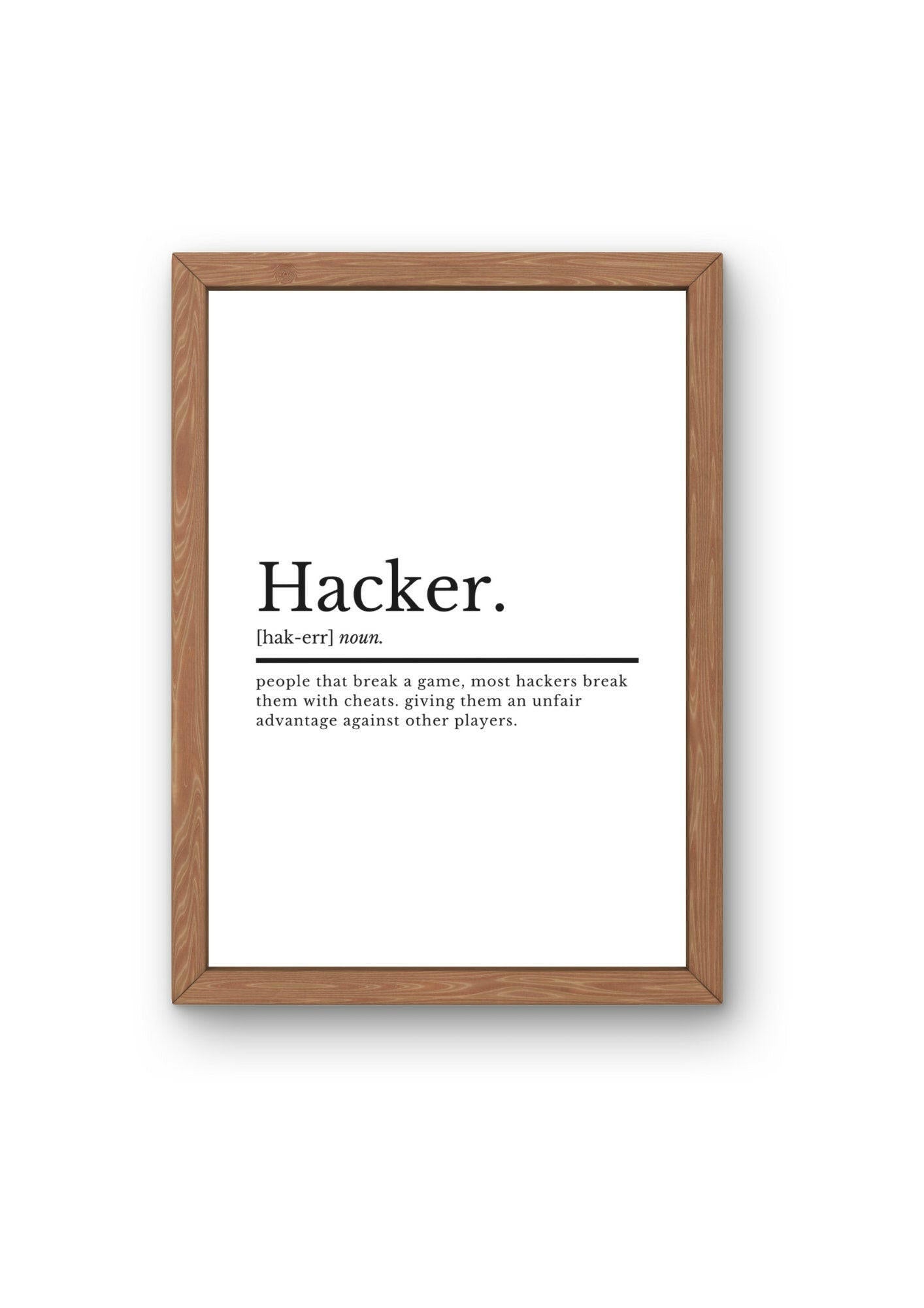 Hacker Definition Gaming Print | Gaming Wall Art | Gamer Gifts | Boys Bedroom Decor | Game Gift | Gaming Poster | Games Room Decor - ProfessorPrintsUK - A2