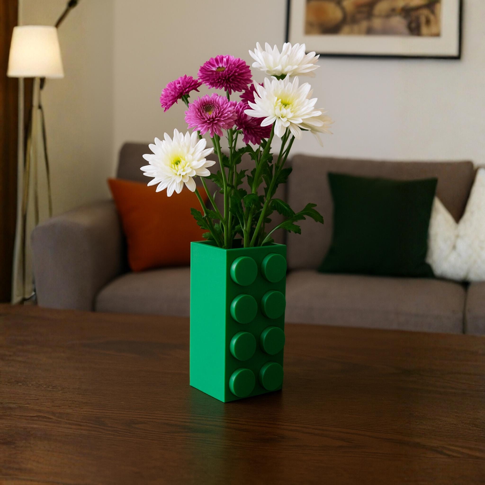 Building Block Style Vase | Colourful Decorative Flower Holder | Playful Home or Office Decor - ThreadaliciousUK