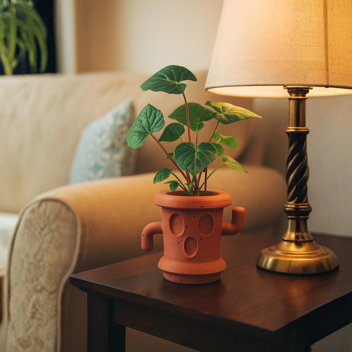 Gyroid Style Planter | Brown Decorative Plant Pot | Character Inspired Home Decor - ThreadaliciousUK