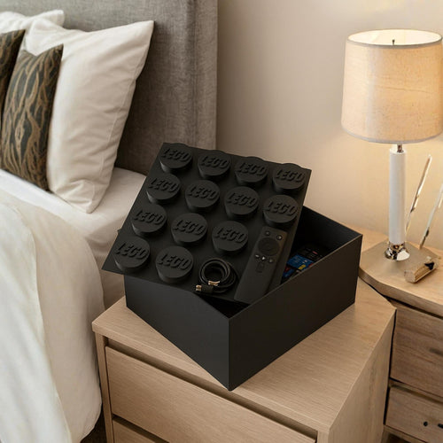 Building Block Storage Box | Stackable Organiser with Lid | Fun Colourful Home or Desk Storage - ThreadaliciousUK