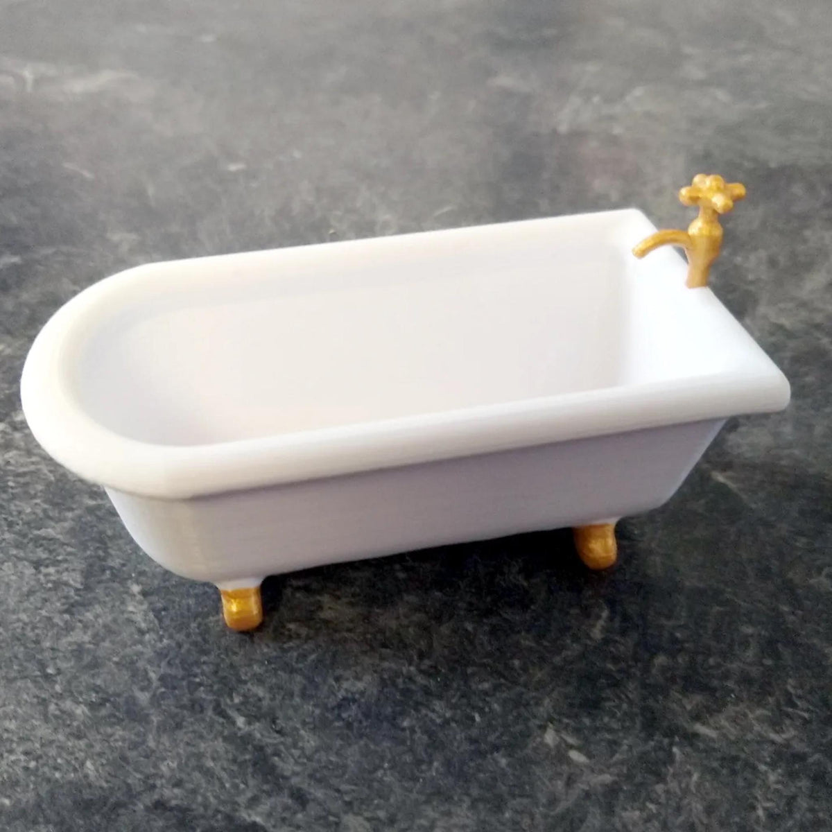 Miniature Dollhouse Bathtub • Classic Clawfoot Style Bath • Tiny Bathroom Furniture for Model Homes - ThreadaliciousUK