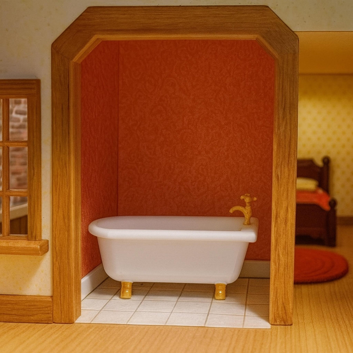 Miniature Dollhouse Bathtub • Classic Clawfoot Style Bath • Tiny Bathroom Furniture for Model Homes - ThreadaliciousUK