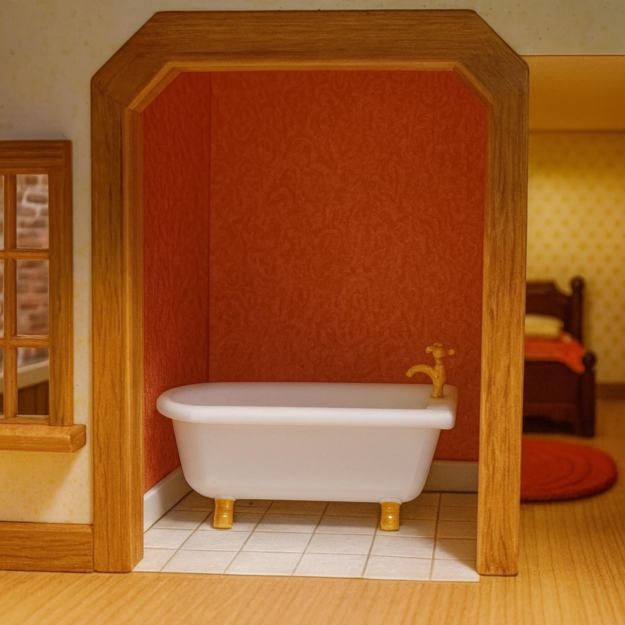 Miniature Dollhouse Bathtub • Classic Clawfoot Style Bath • Tiny Bathroom Furniture for Model Homes - ThreadaliciousUK