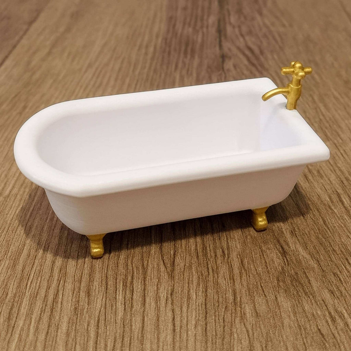 Miniature Dollhouse Bathtub • Classic Clawfoot Style Bath • Tiny Bathroom Furniture for Model Homes - ThreadaliciousUK