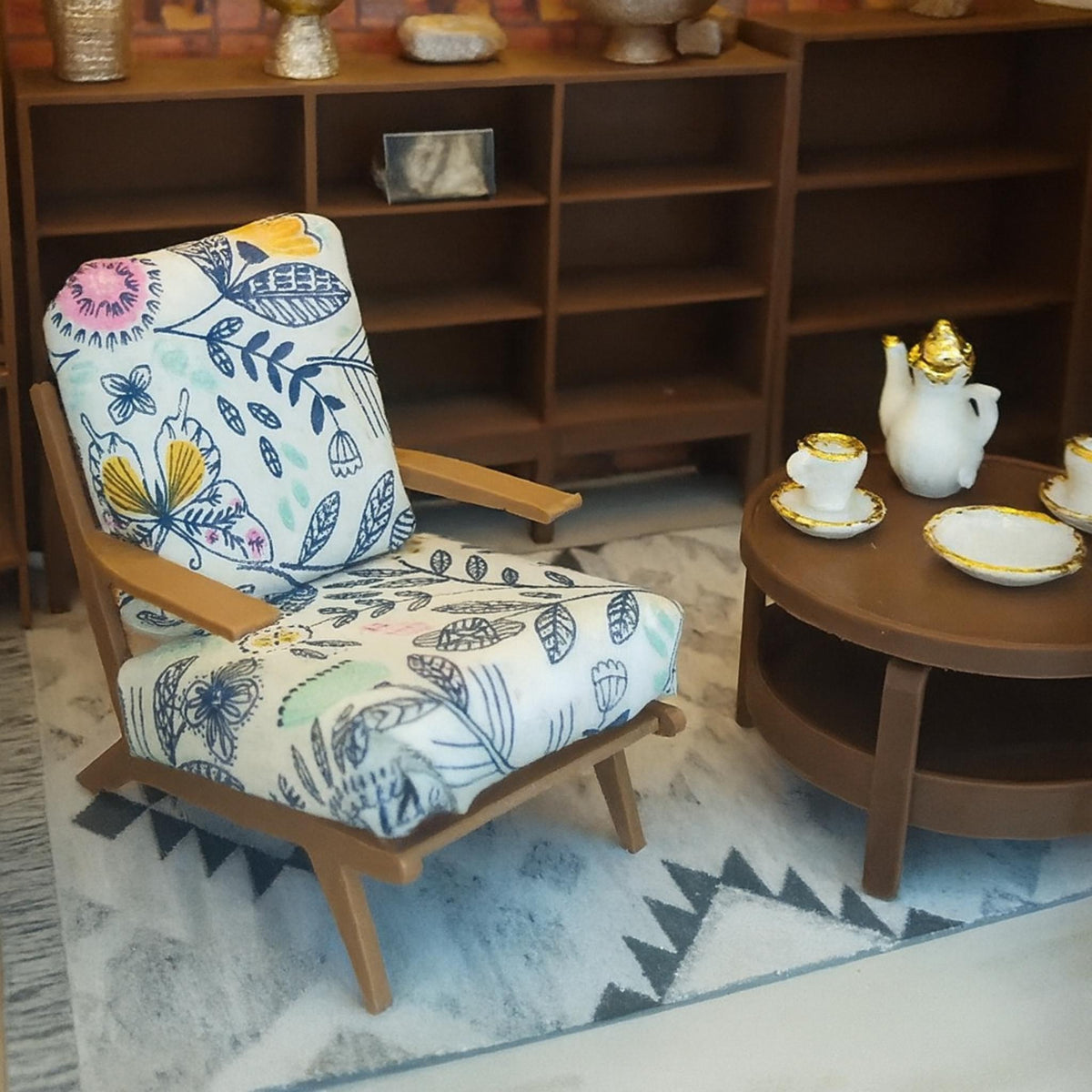 Miniature Dollhouse Chair • Modern Armchair Frame • Stylish Living Room Furniture - ThreadaliciousUK
