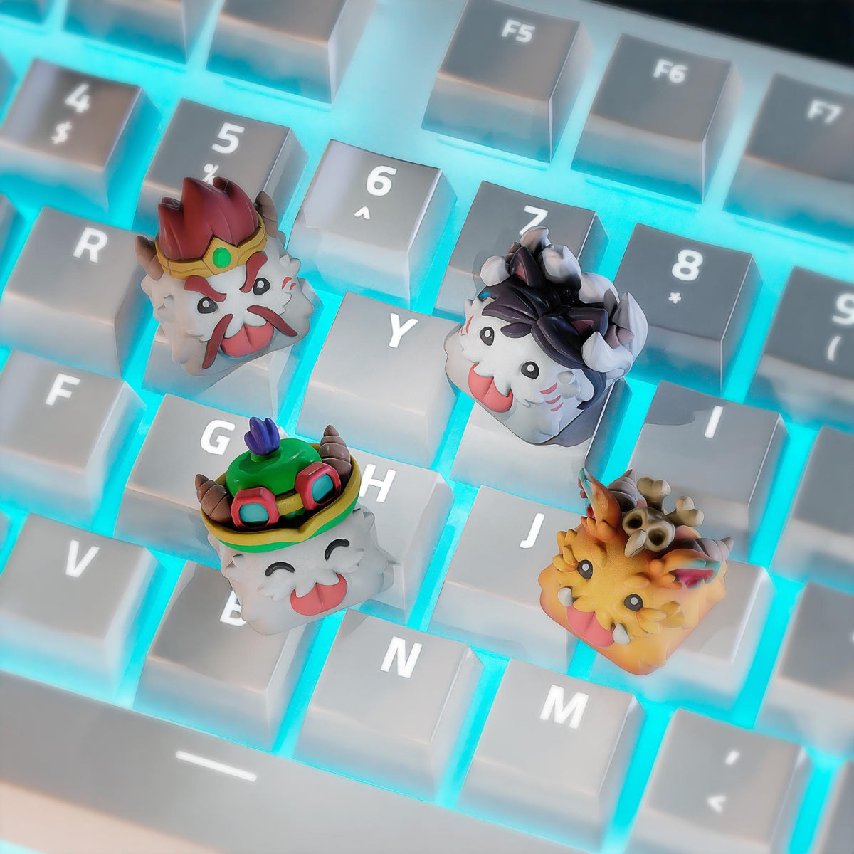 Cute Fantasy Creature Keycaps • Adorable Desk Accessories for Mechanical Keyboards • Custom Gamer Keycap Set - ThreadaliciousUK