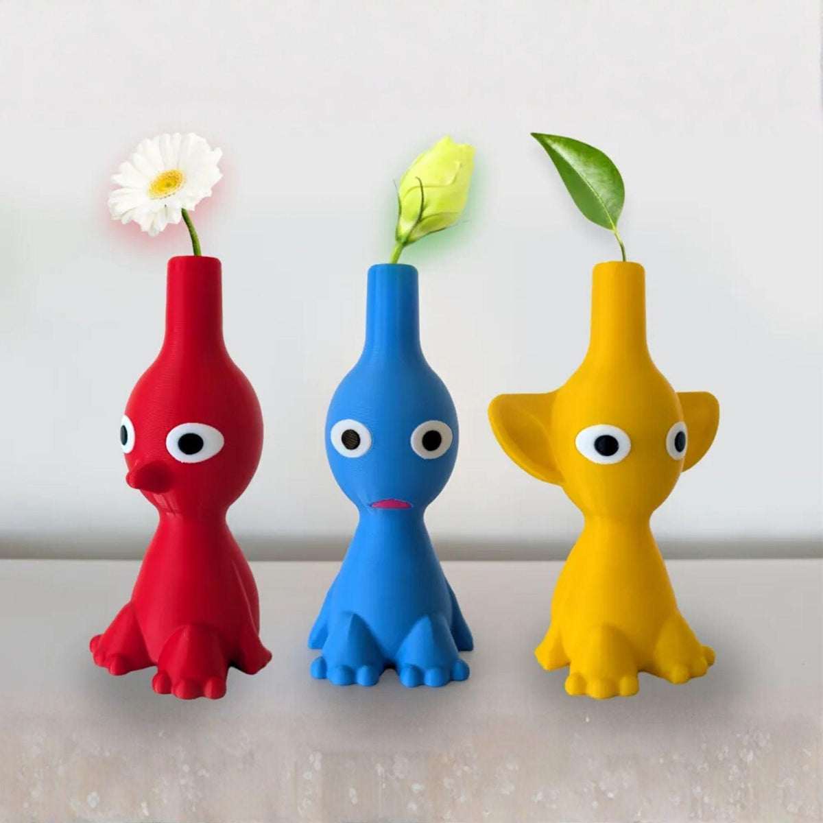 Pikmin Inspired Plant Pots | Cute Creature Planter Set | Gaming Desk Decor | Mini Planters for Succulents & Herbs - BuildYourOwnByThomas